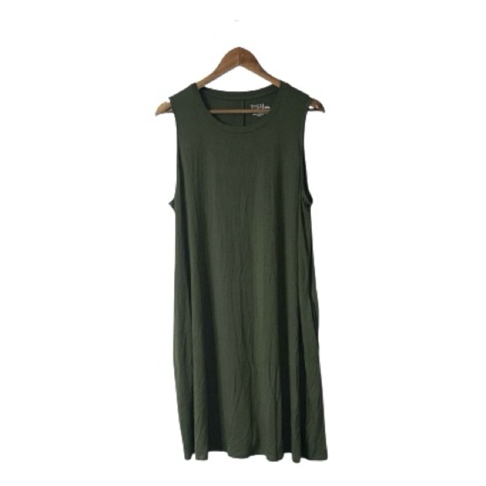 NEW Time And Tru Green Sleeveless T-Shirt Dress Midi Length Lounge Size XXXL 22